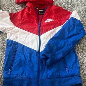 Nike Tri-Color Hooded Jacket in Red, White, and Blue